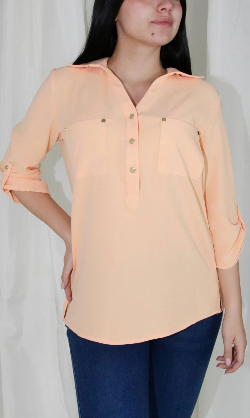 Blusa manga 3/4 unicolor - Imagen 7