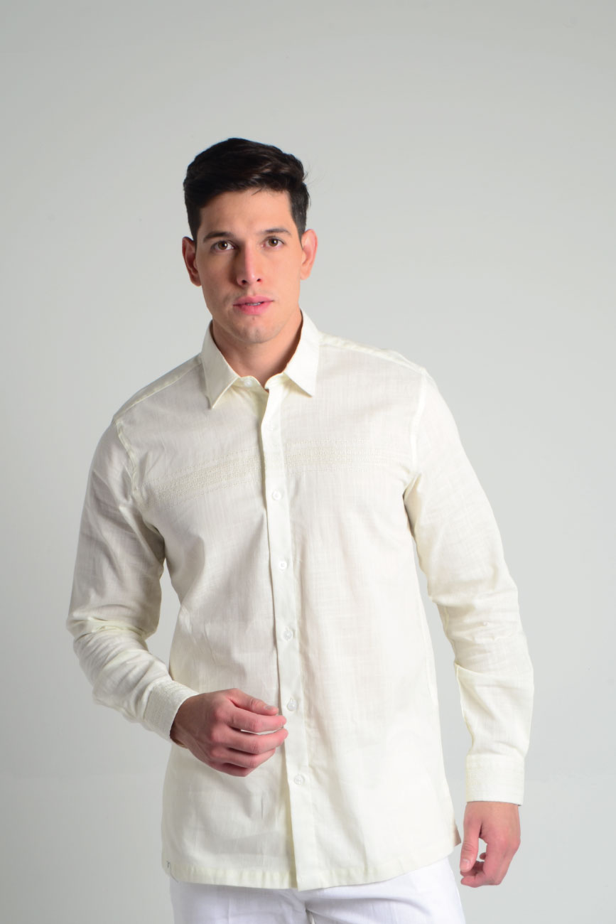 Guayabera hombre casual manga larga unicolor - Tienda en linea LyH