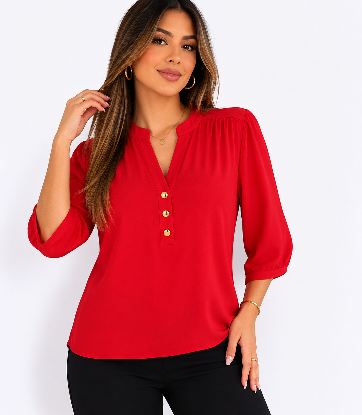 Blusa mujer manga corta unicolor - Imagen 6