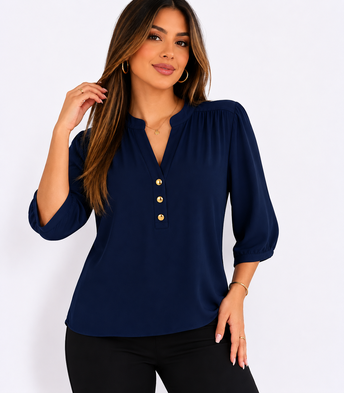 Blusa mujer manga corta unicolor