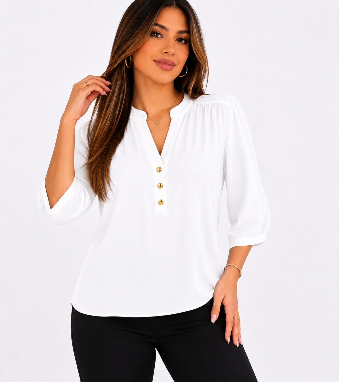 Blusa mujer manga corta unicolor - Imagen 11