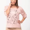 Camiseta mujer manga 3/4 unicolor