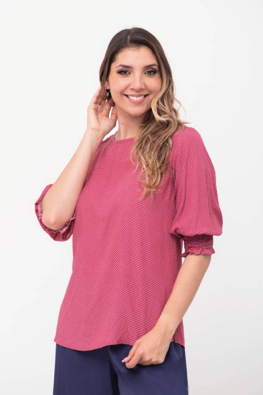 Blusa mujer manga 3/4 pepas Tienda en linea LyH