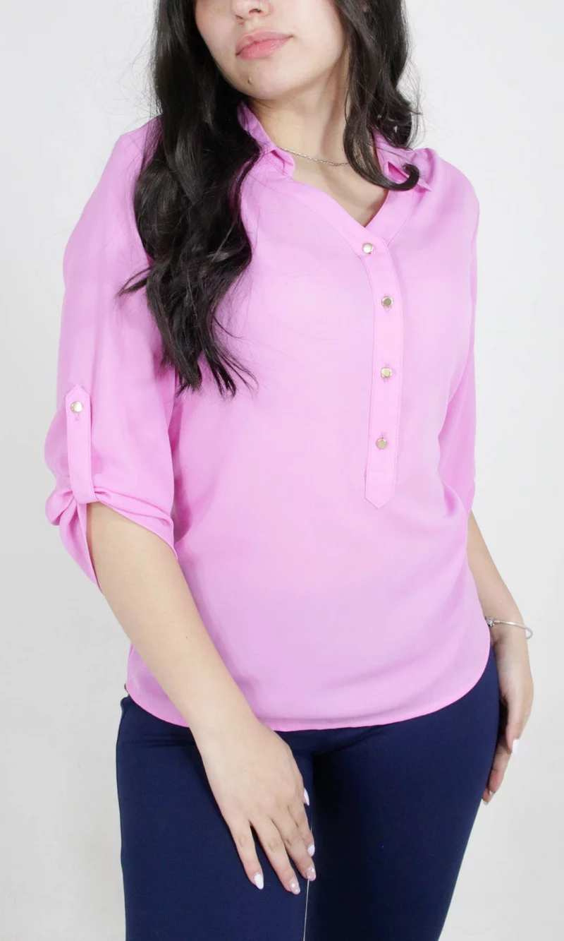 Blusa mujer manga 3/4 unicolor - Imagen 3