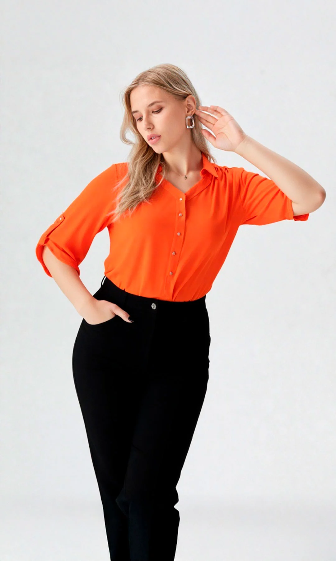 Blusa mujer manga 3/4 unicolor