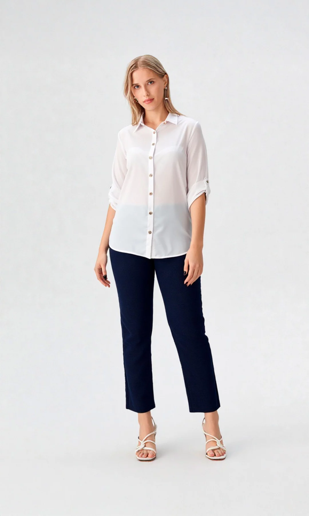 Blusa mujer manga 3/4 unicolor - Imagen 3