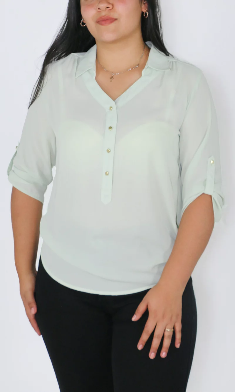 Blusa mujer manga 3/4 unicolor - Imagen 9