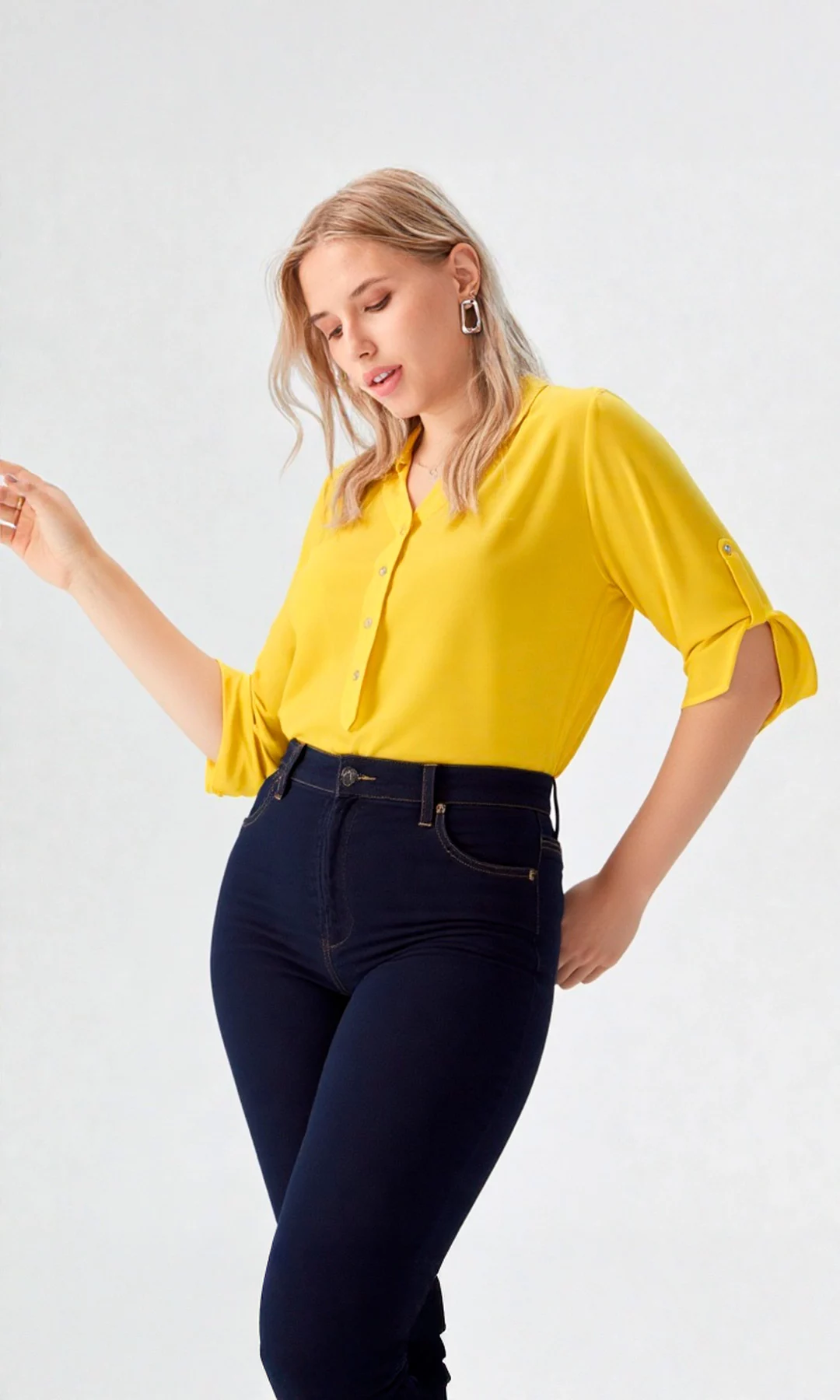 Blusa mujer manga 3/4 unicolor - Imagen 10