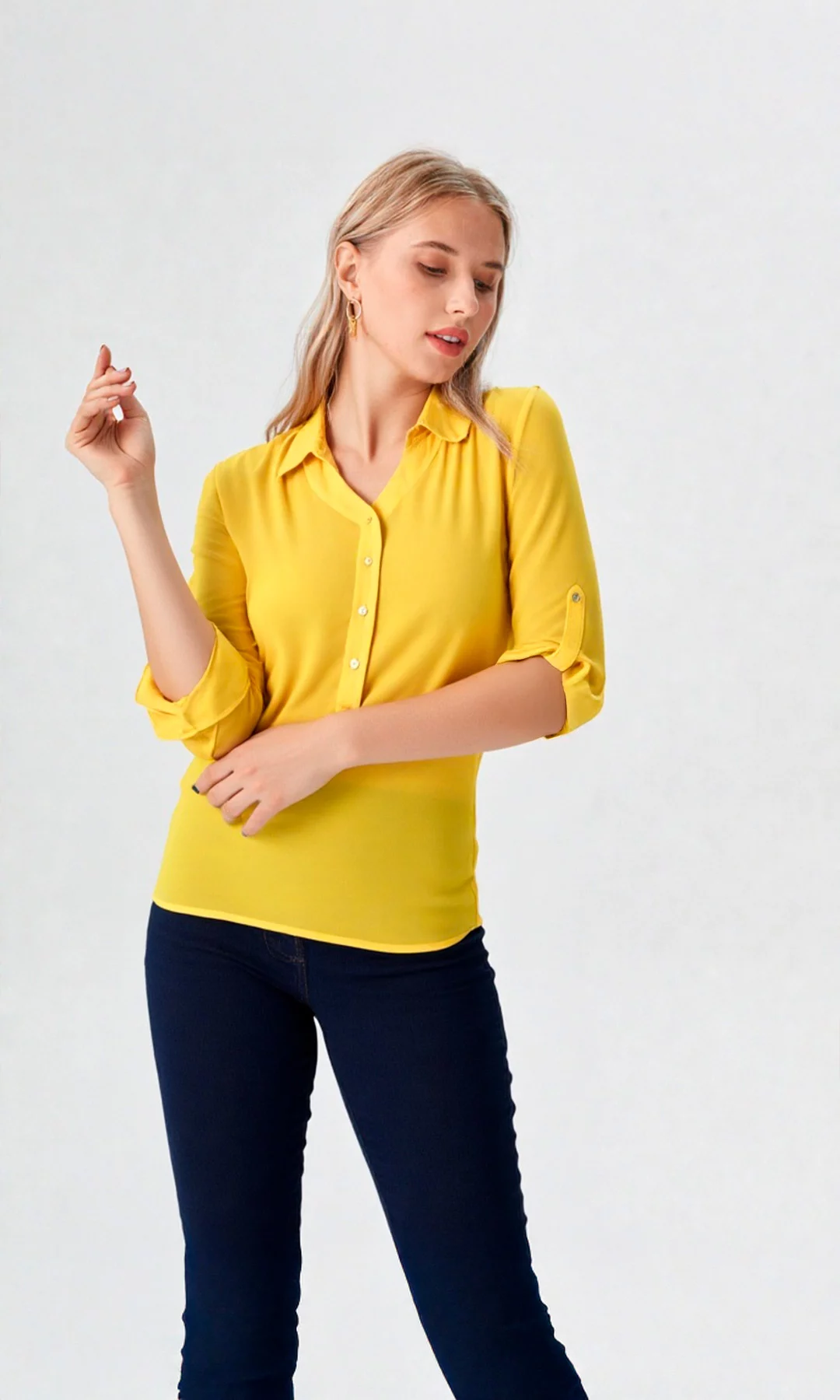 Blusa mujer manga 3/4 unicolor - Imagen 9