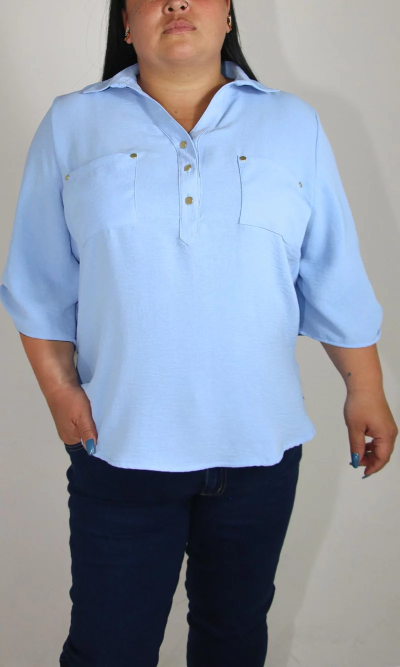 Blusa mujer manga 3/4 unicolor - Imagen 7