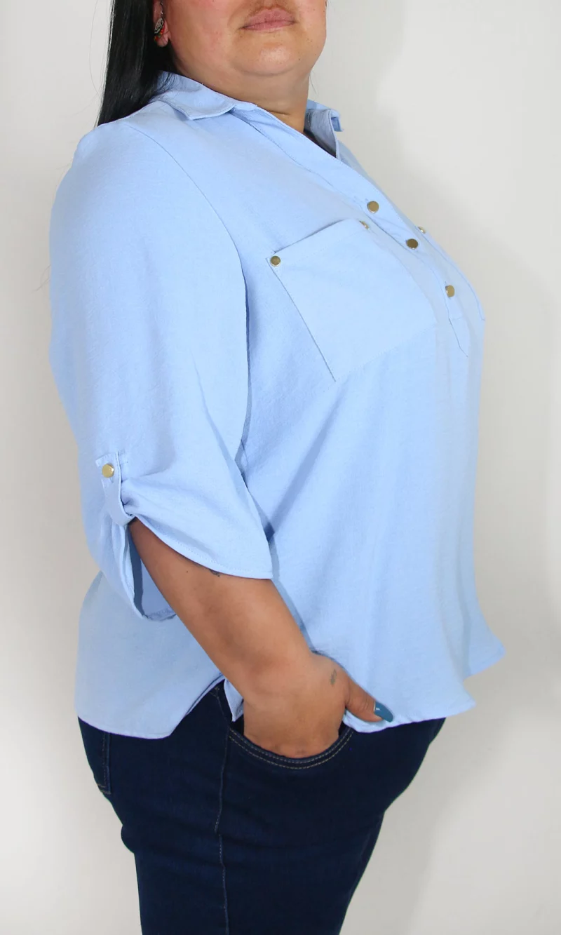 Blusa mujer manga 3/4 unicolor - Imagen 8