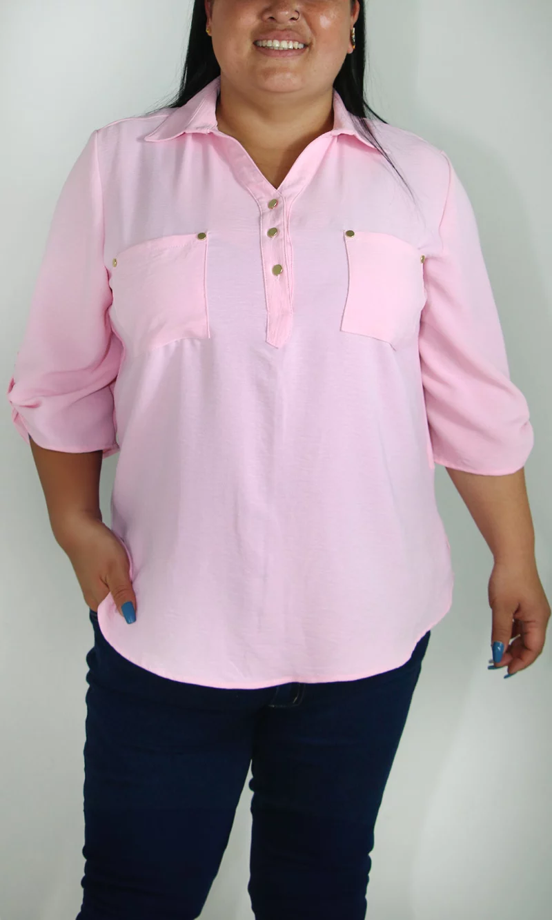 Blusa mujer manga 3/4 unicolor - Imagen 11