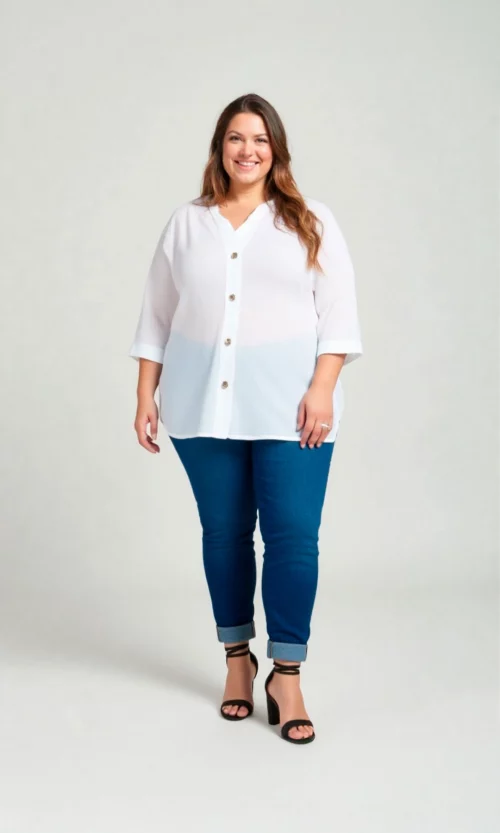 Blusa mujer manga 3/4 unicolor