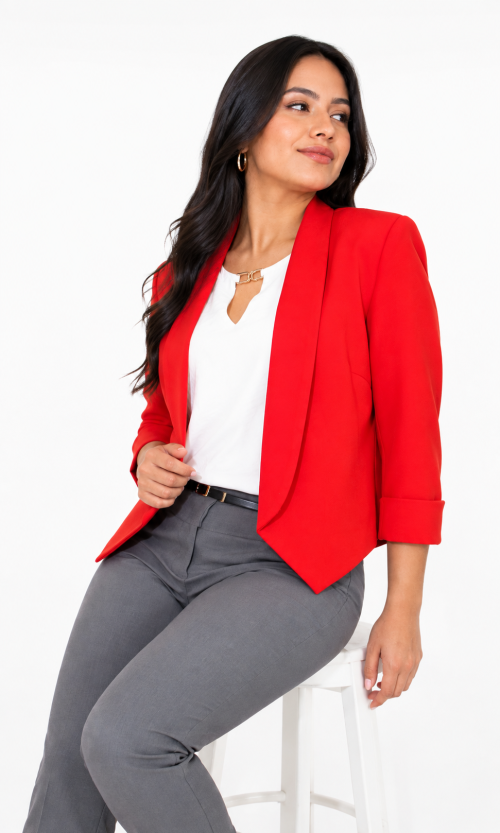 Chaqueta mujer manga 3/4 unicolor