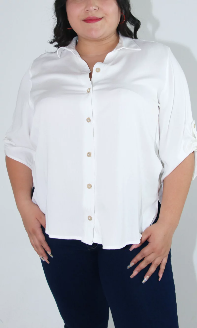 Blusa mujer manga 3/4 unicolor - Imagen 3
