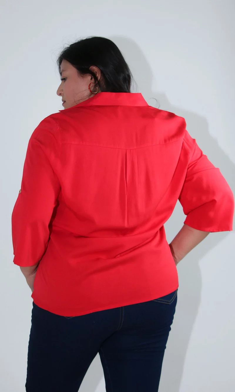 Blusa mujer manga 3/4 unicolor - Imagen 2