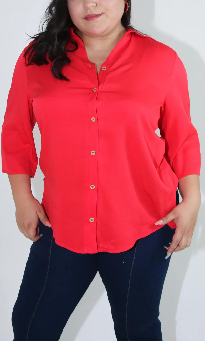 Blusa mujer manga 3/4 unicolor