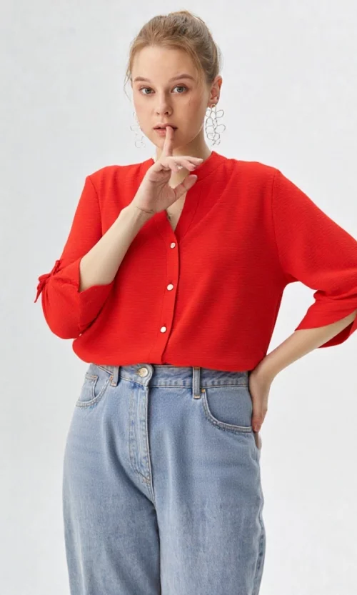 Blusa mujer manga 3/4 unicolor