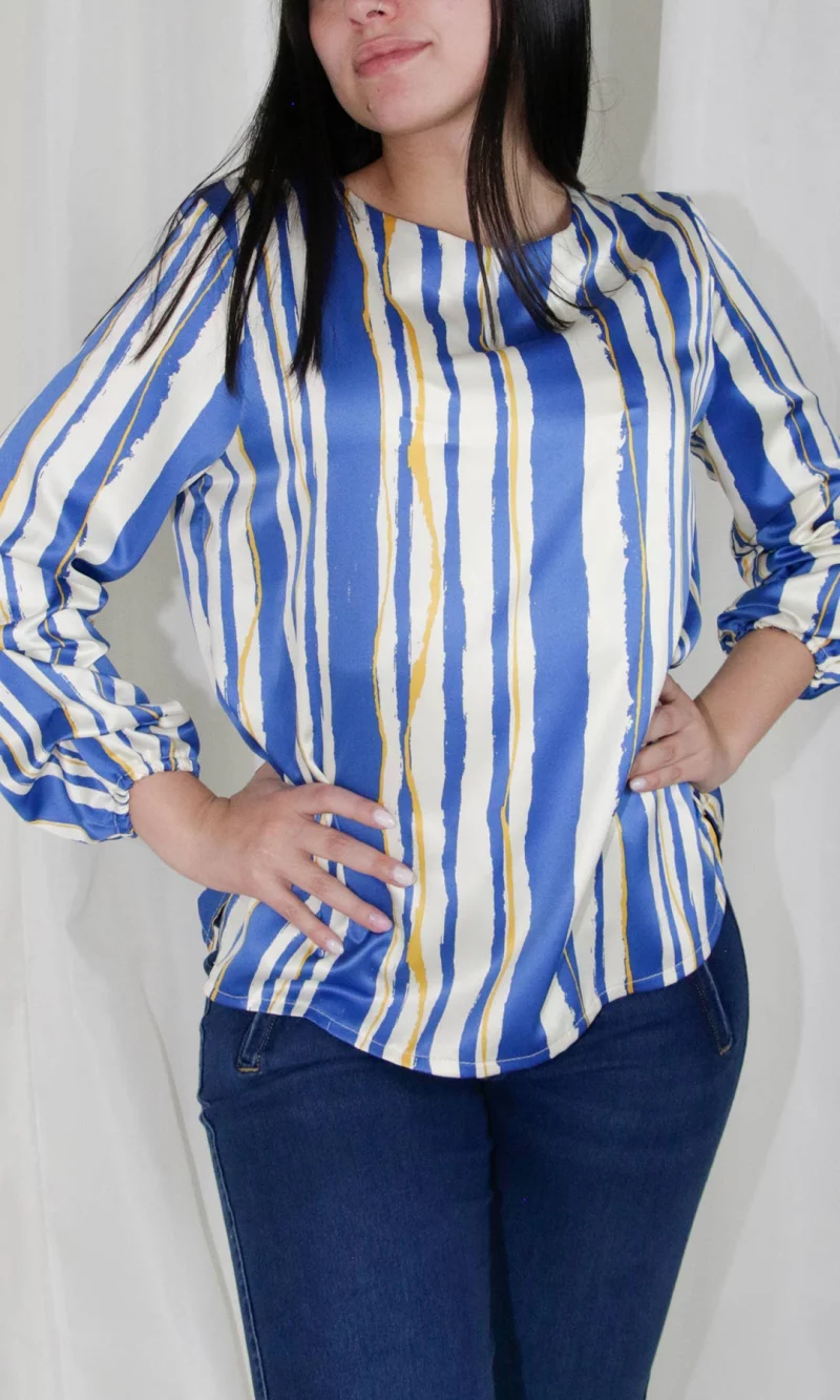 Blusa mujer manga 3/4 rayas - Imagen 3