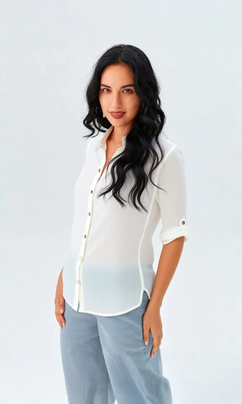 Blusa mujer manga 3/4 unicolor - Imagen 9