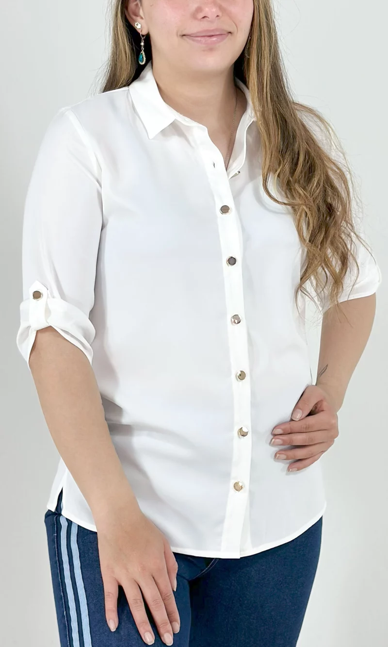 Blusa mujer manga 3/4 unicolor - Imagen 5