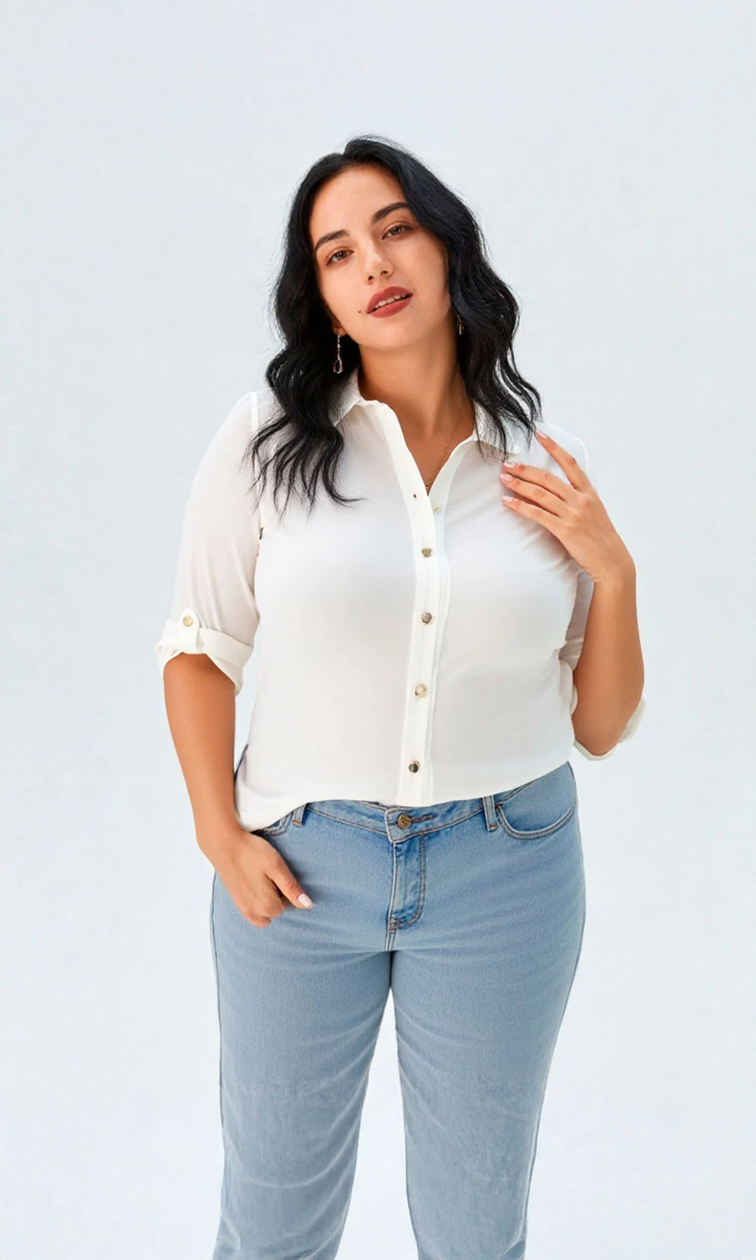 Blusa mujer manga 3/4 unicolor - Imagen 22