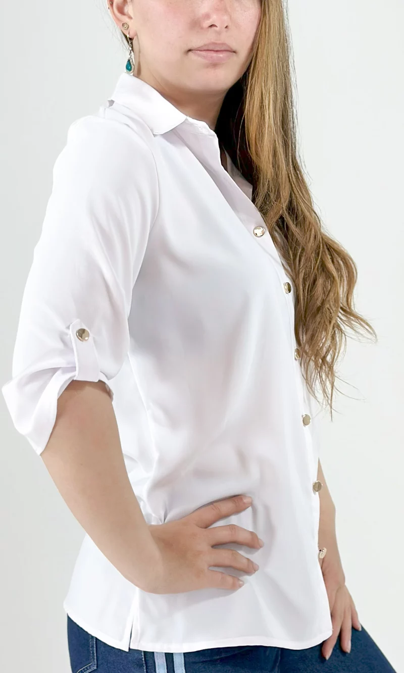 Blusa mujer manga 3/4 unicolor - Imagen 6