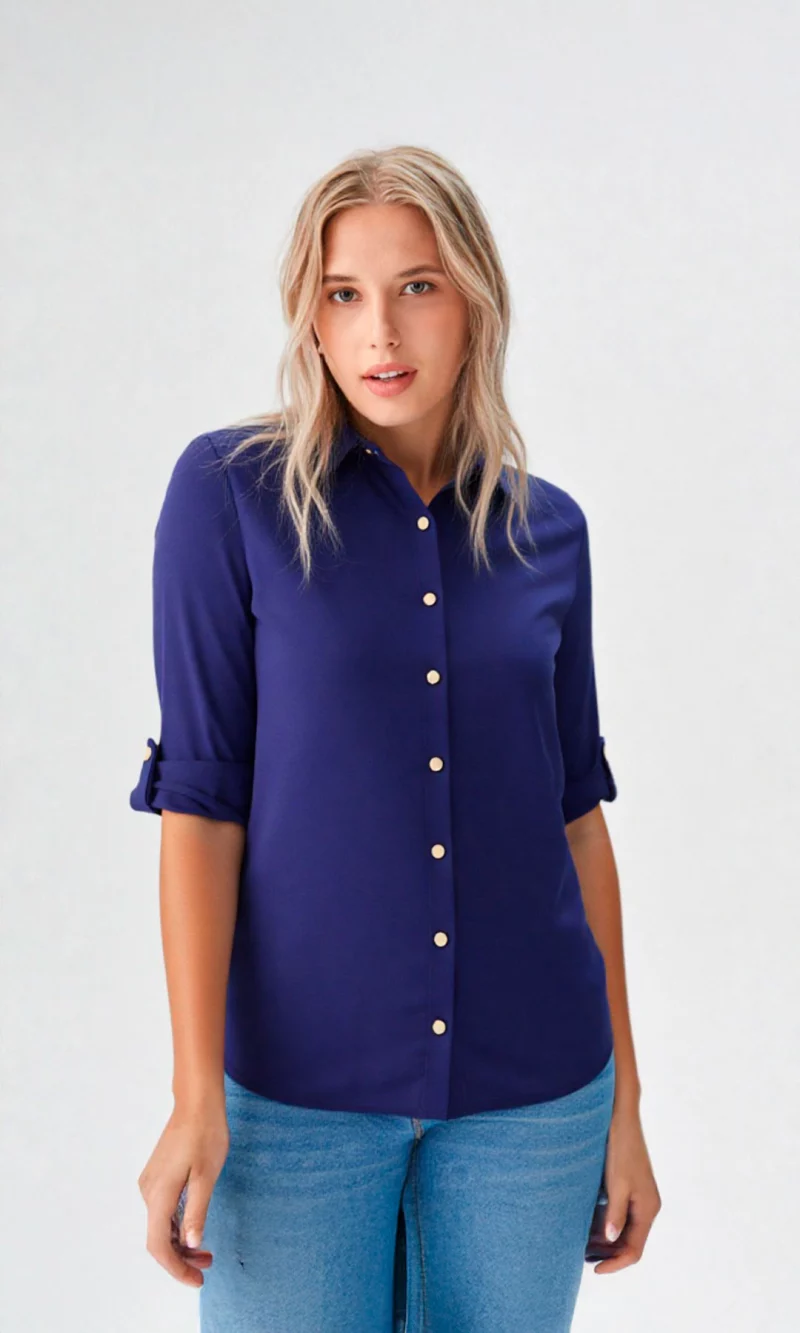 Blusa mujer manga 3/4 unicolor - Imagen 5