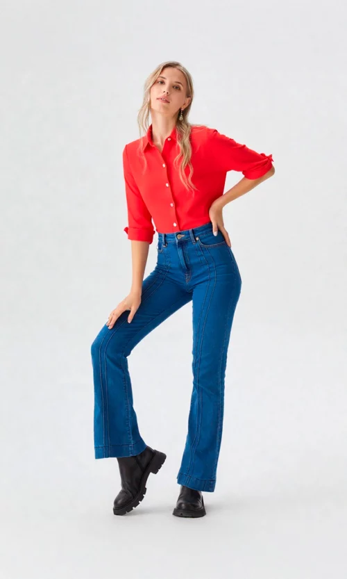 Blusa mujer manga 3/4 unicolor
