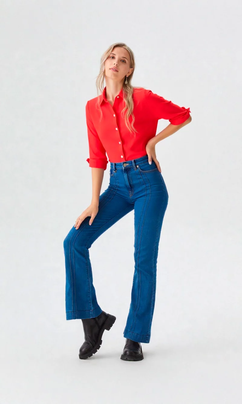 Blusa mujer manga 3/4 unicolor