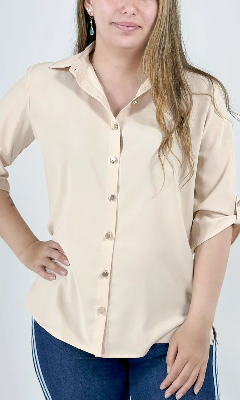 Blusa mujer manga 3/4 unicolor - Imagen 8