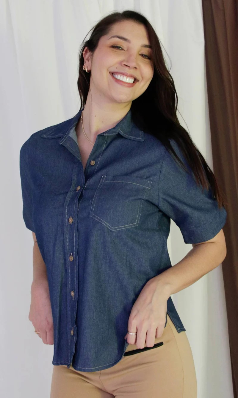 Blusa mujer manga corta unicolor