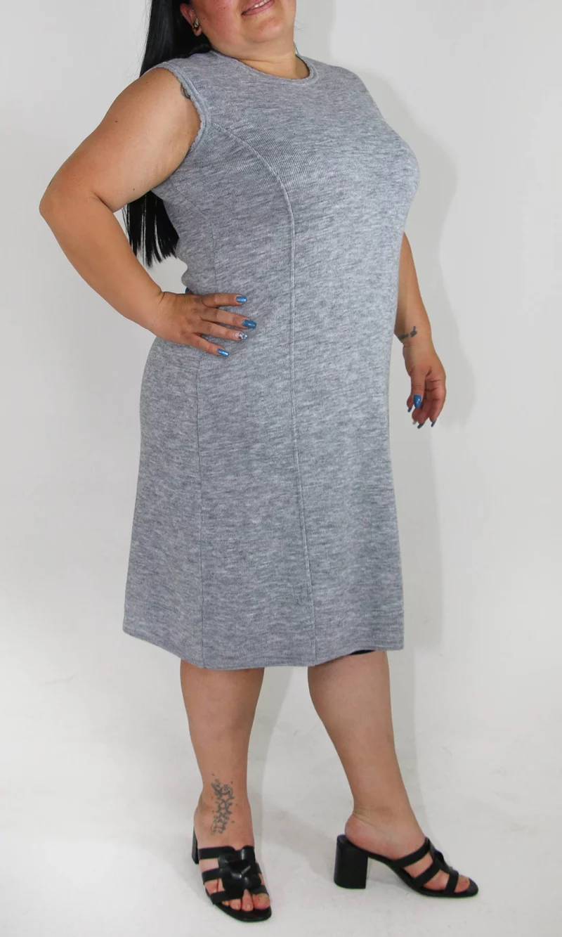 Vestido mujer manga sisa unicolor - Imagen 3