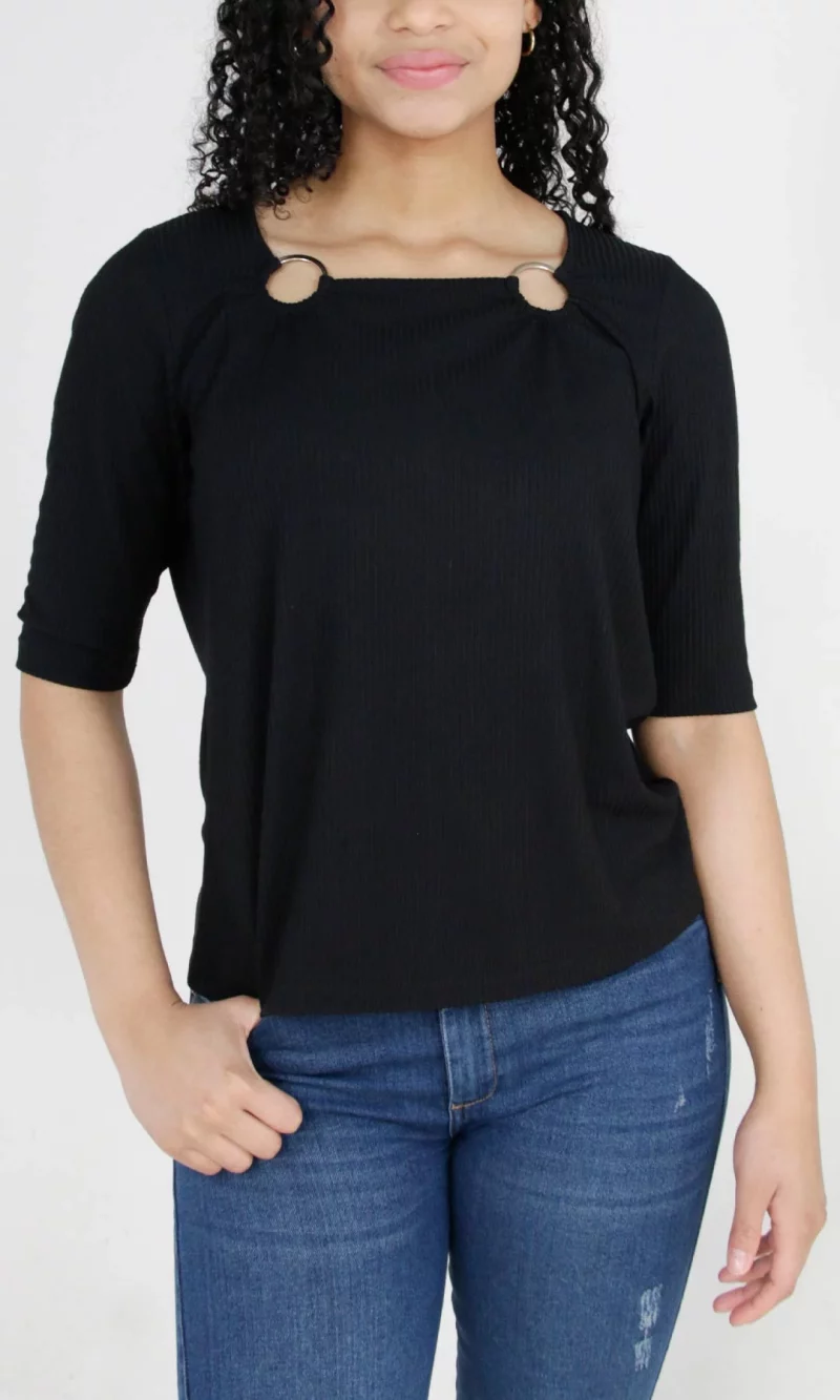 Camiseta mujer manga 3/4 unicolor - Imagen 4