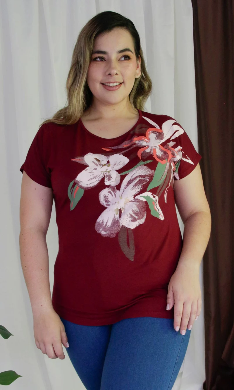 Camiseta mujer manga corta estampada