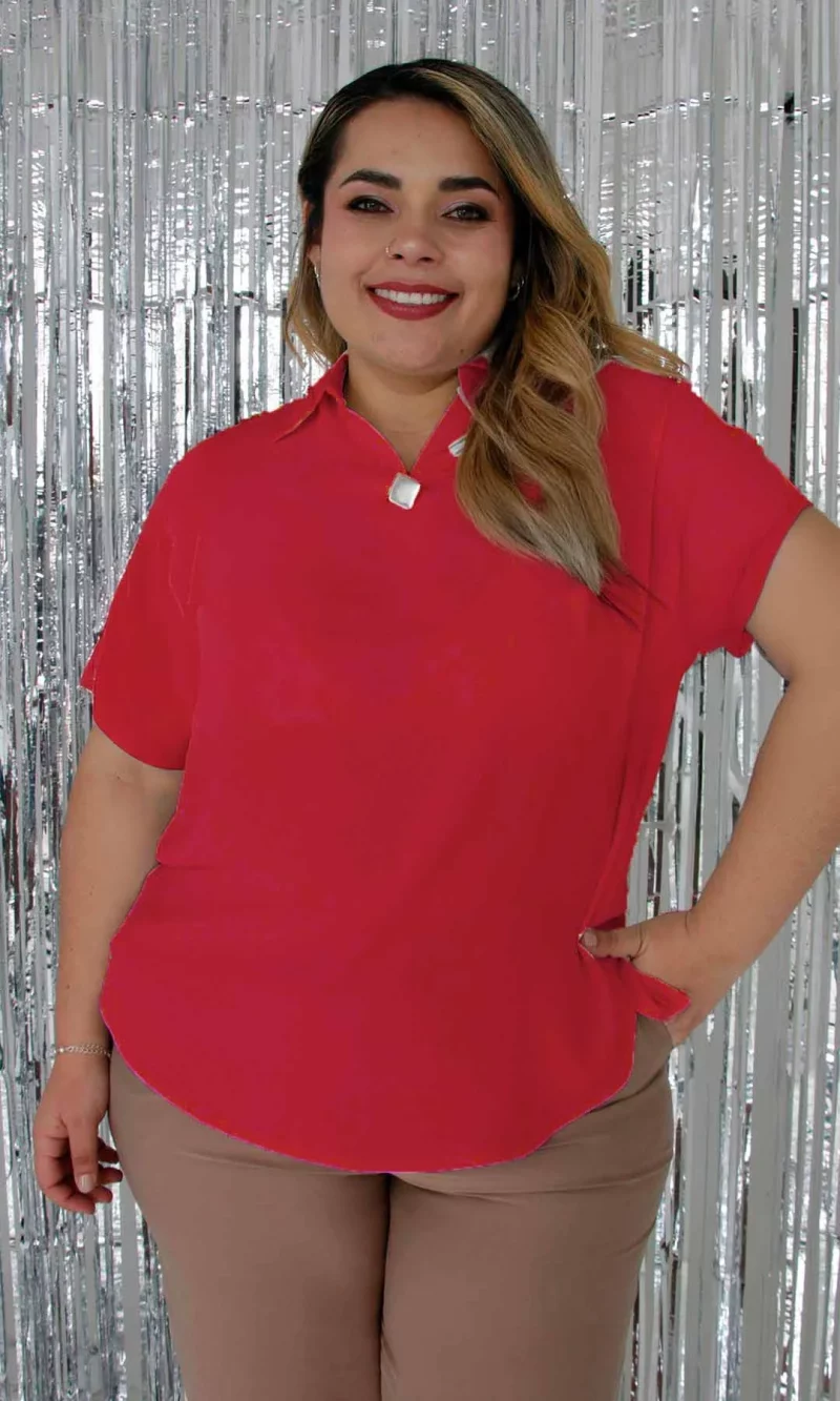Blusa mujer manga corta unicolor - Imagen 4