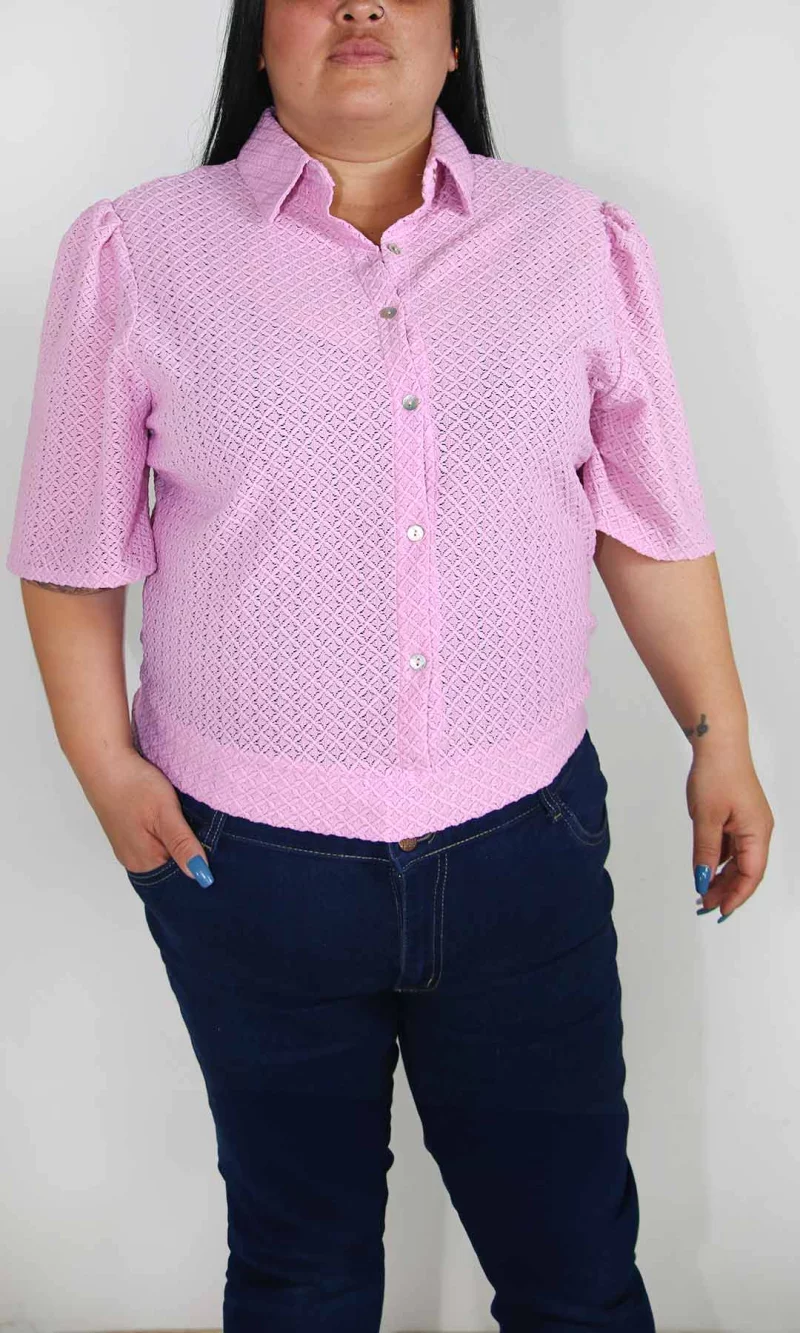 Blusa mujer manga corta unicolor