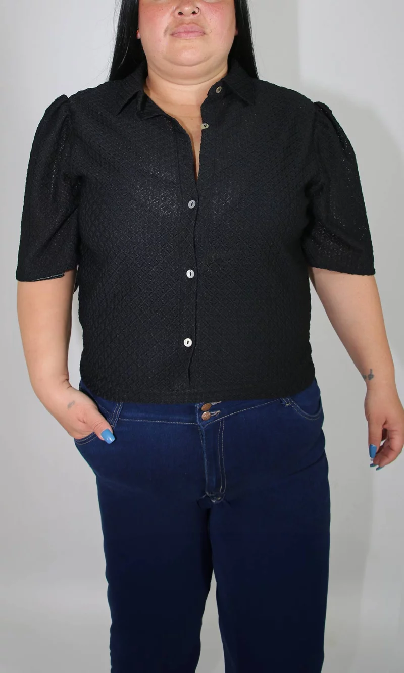 Blusa mujer manga corta unicolor - Imagen 4