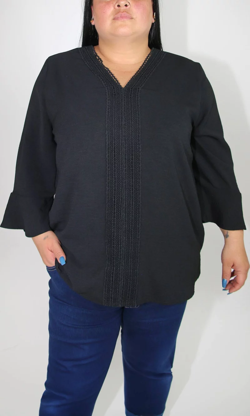 Blusa mujer manga 3/4 unicolor - Imagen 3