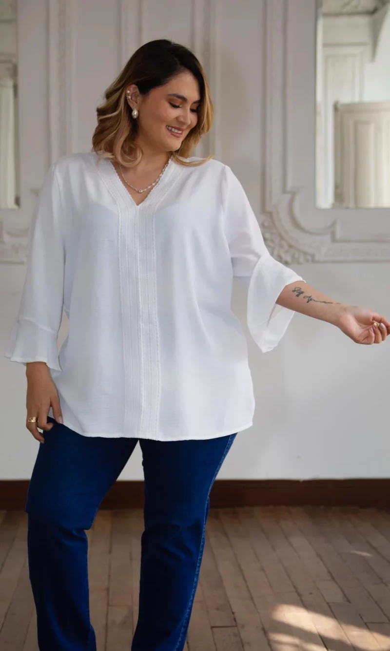 Blusa mujer manga 3/4 unicolor