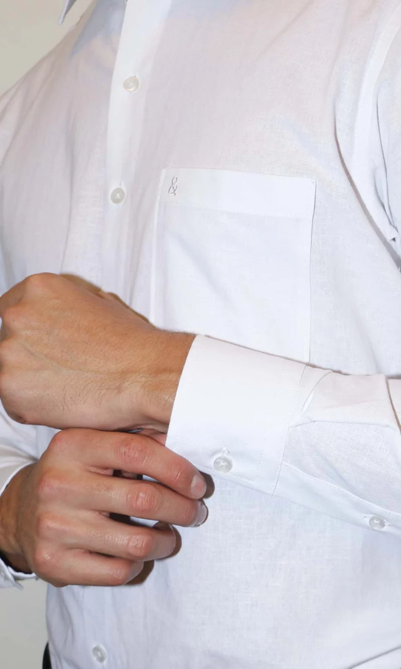 Camisa hombre manga larga unicolor - Imagen 2