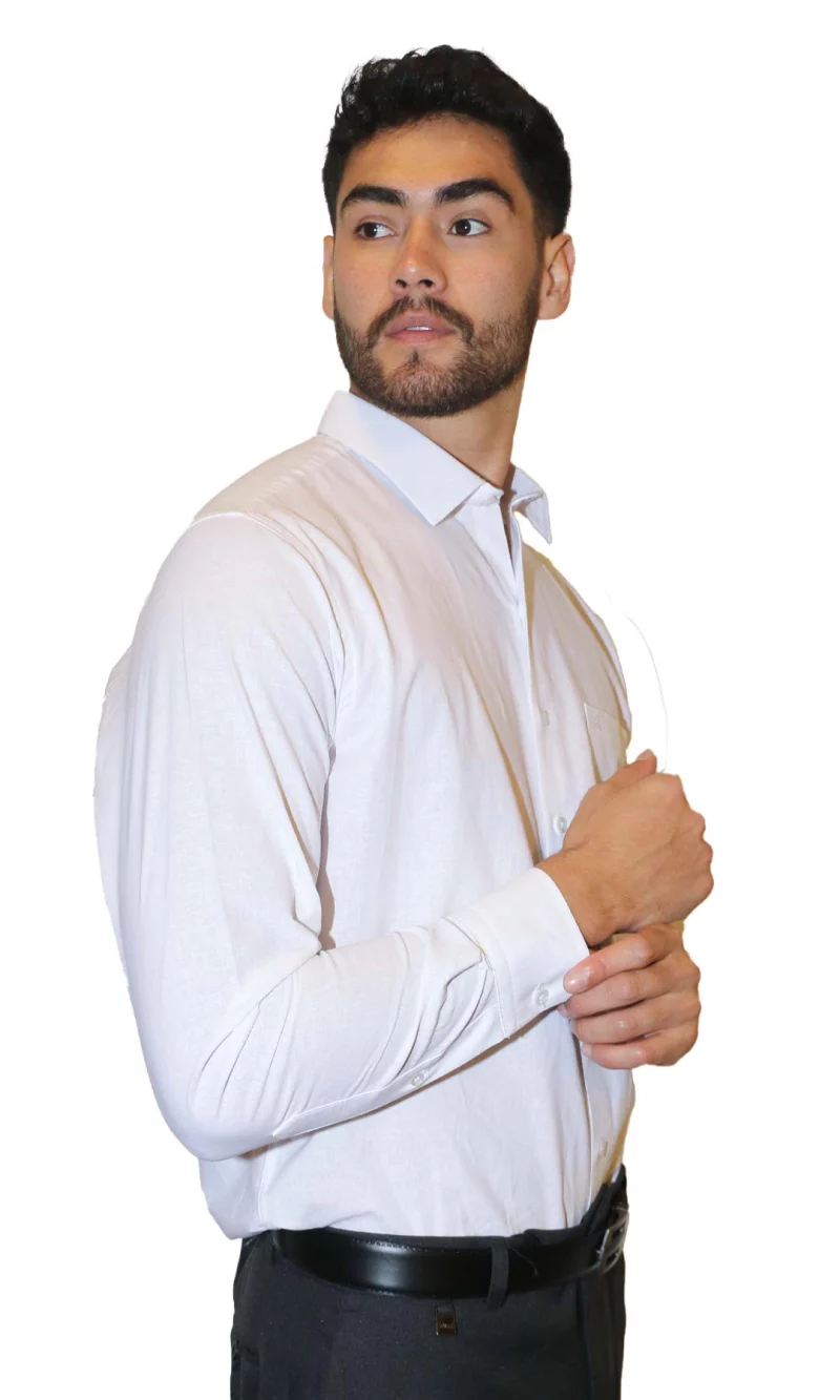 Camisa hombre manga larga unicolor - Imagen 3