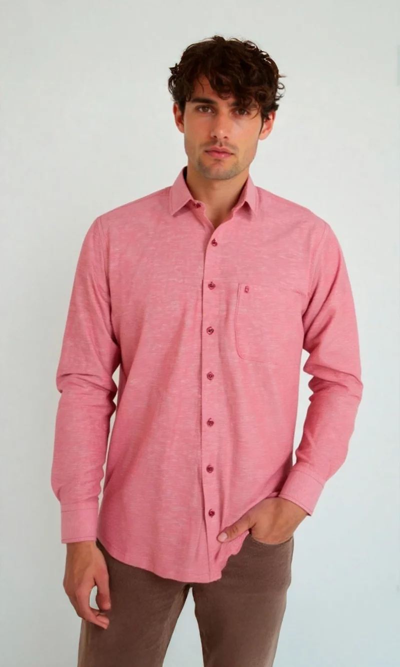 Guayabera hombre manga larga unicolor - Imagen 6
