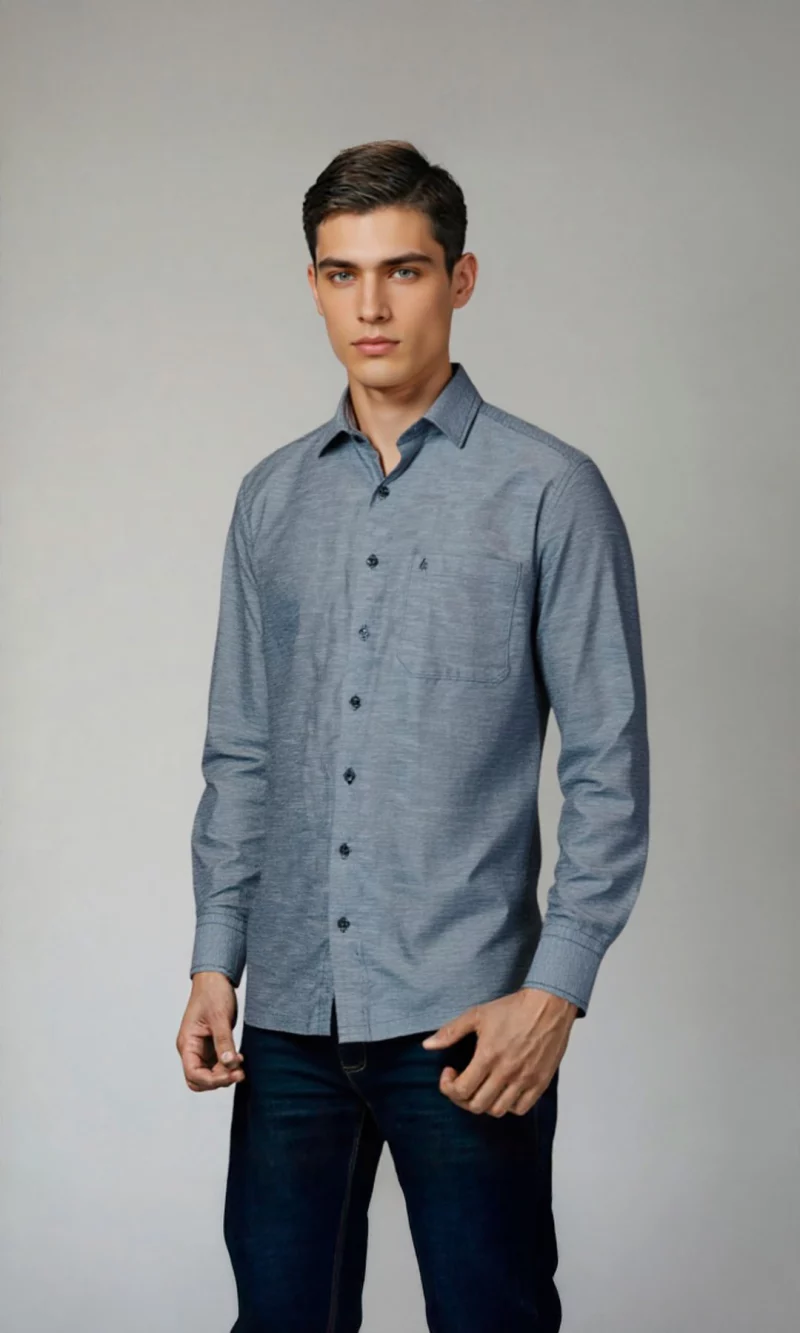 Guayabera hombre manga larga unicolor - Imagen 4