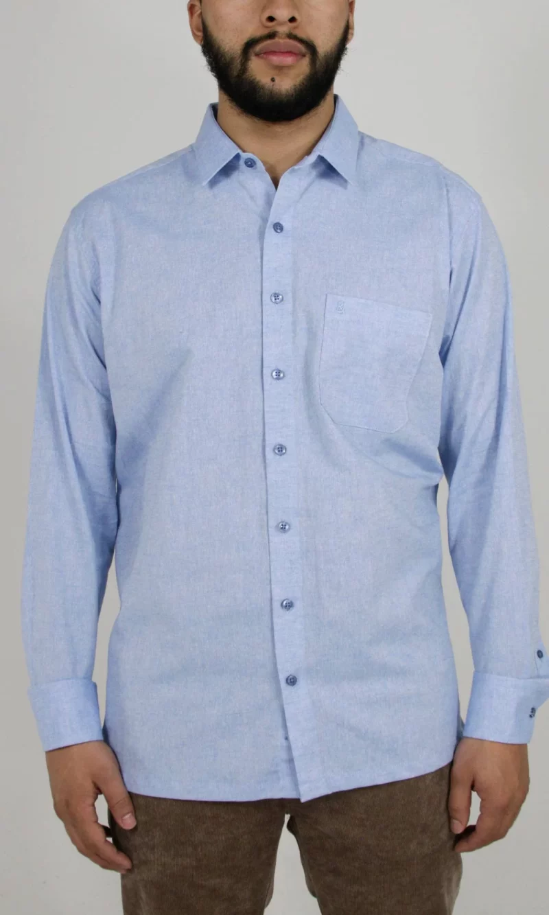 Guayabera hombre manga larga unicolor - Imagen 3