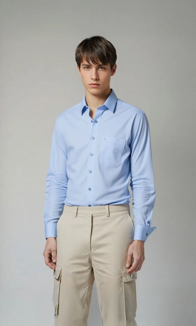 Guayabera hombre manga larga unicolor - Imagen 2