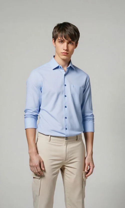 Guayabera hombre manga larga unicolor
