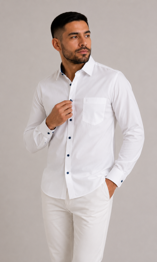Camisa hombre manga larga unicolor