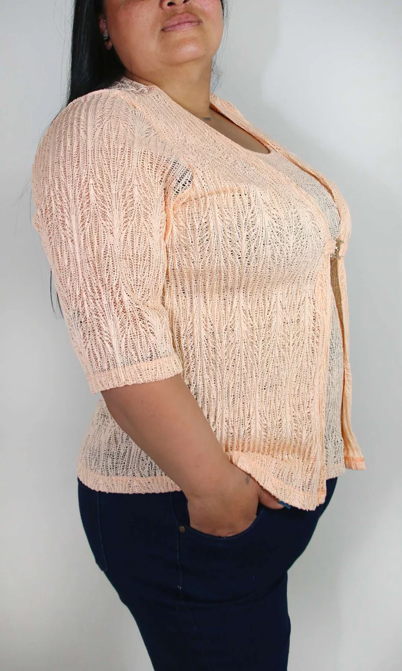 Blusa mujer manga 3/4 unicolor - Imagen 3