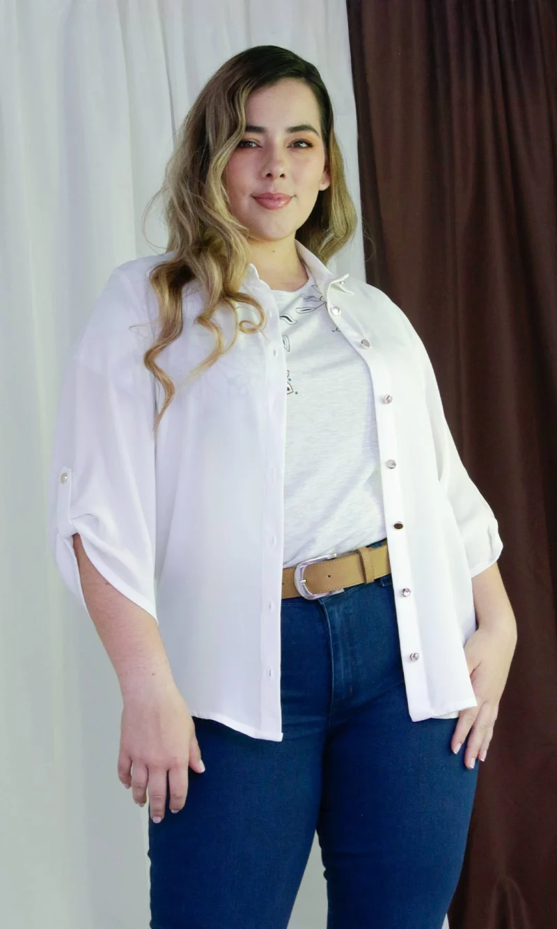 Blusa mujer manga 3/4 unicolor - Imagen 8